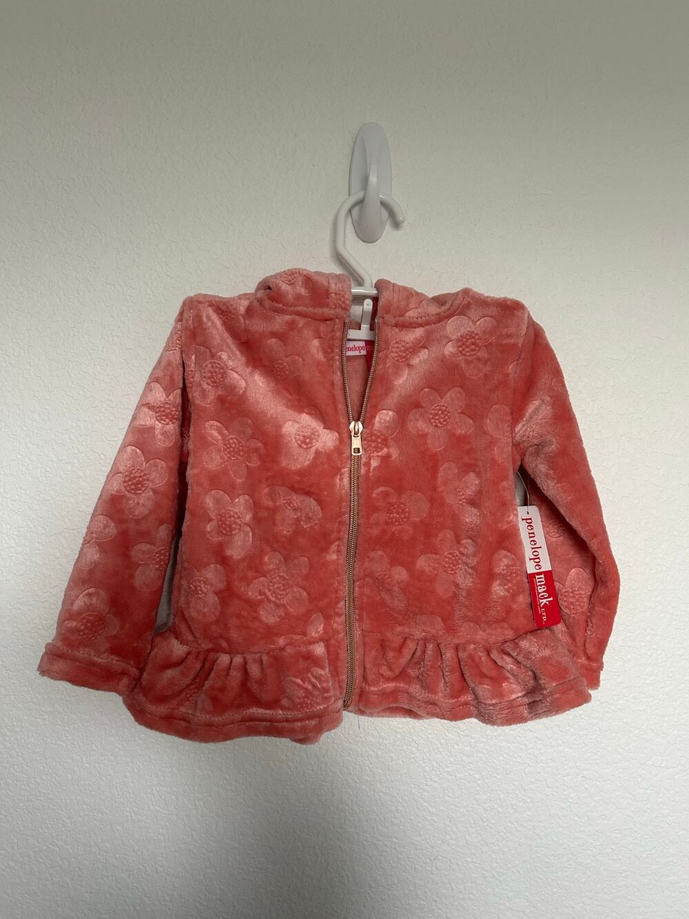 Penelope Mack Girl's Hooded Pink Soft floral Jacket - 2T